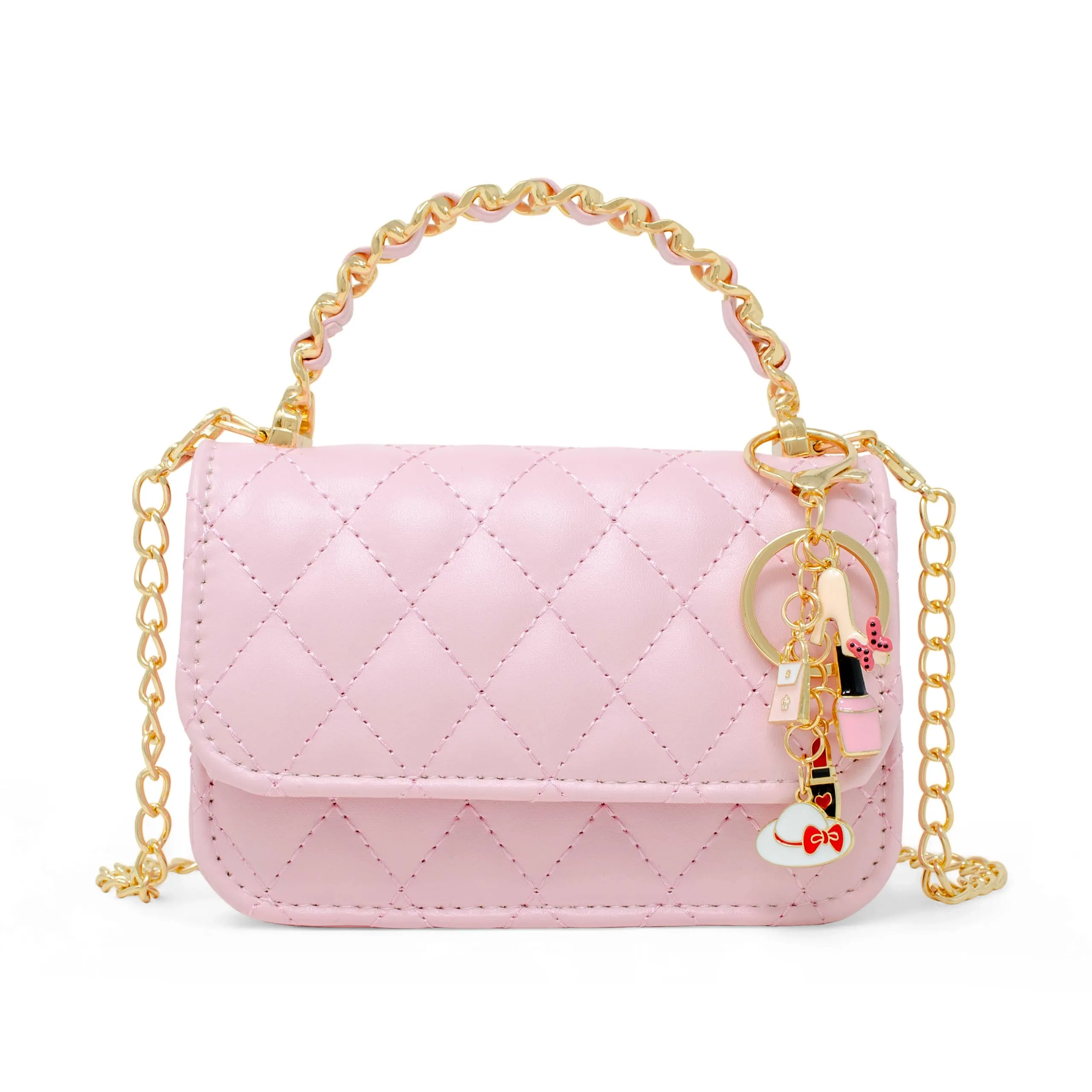 Girl's Classic Link Chain Top Handle Handbag: Pink