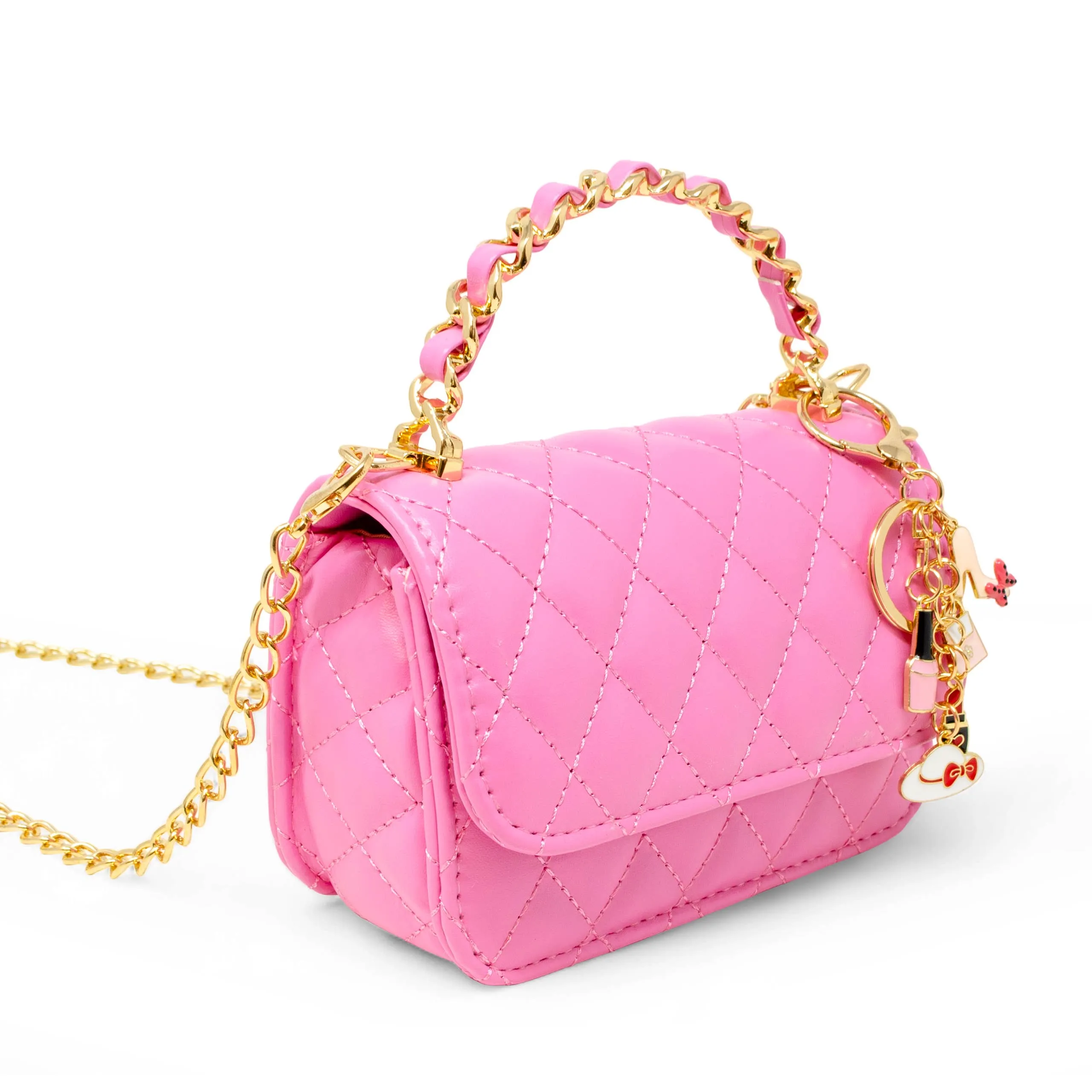 Girl's Classic Link Chain Top Handle Handbag: Pink