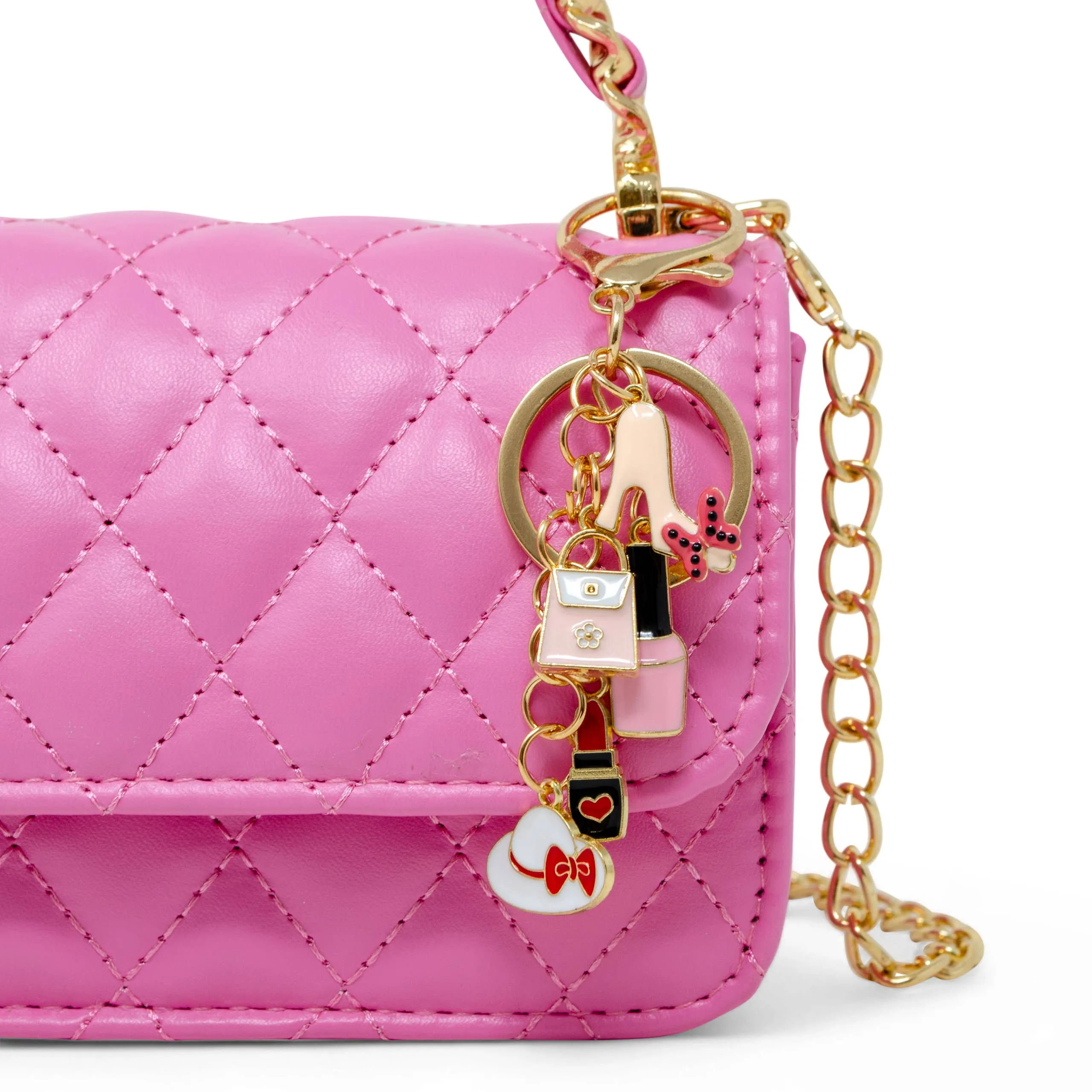 Girl's Classic Link Chain Top Handle Handbag: Pink