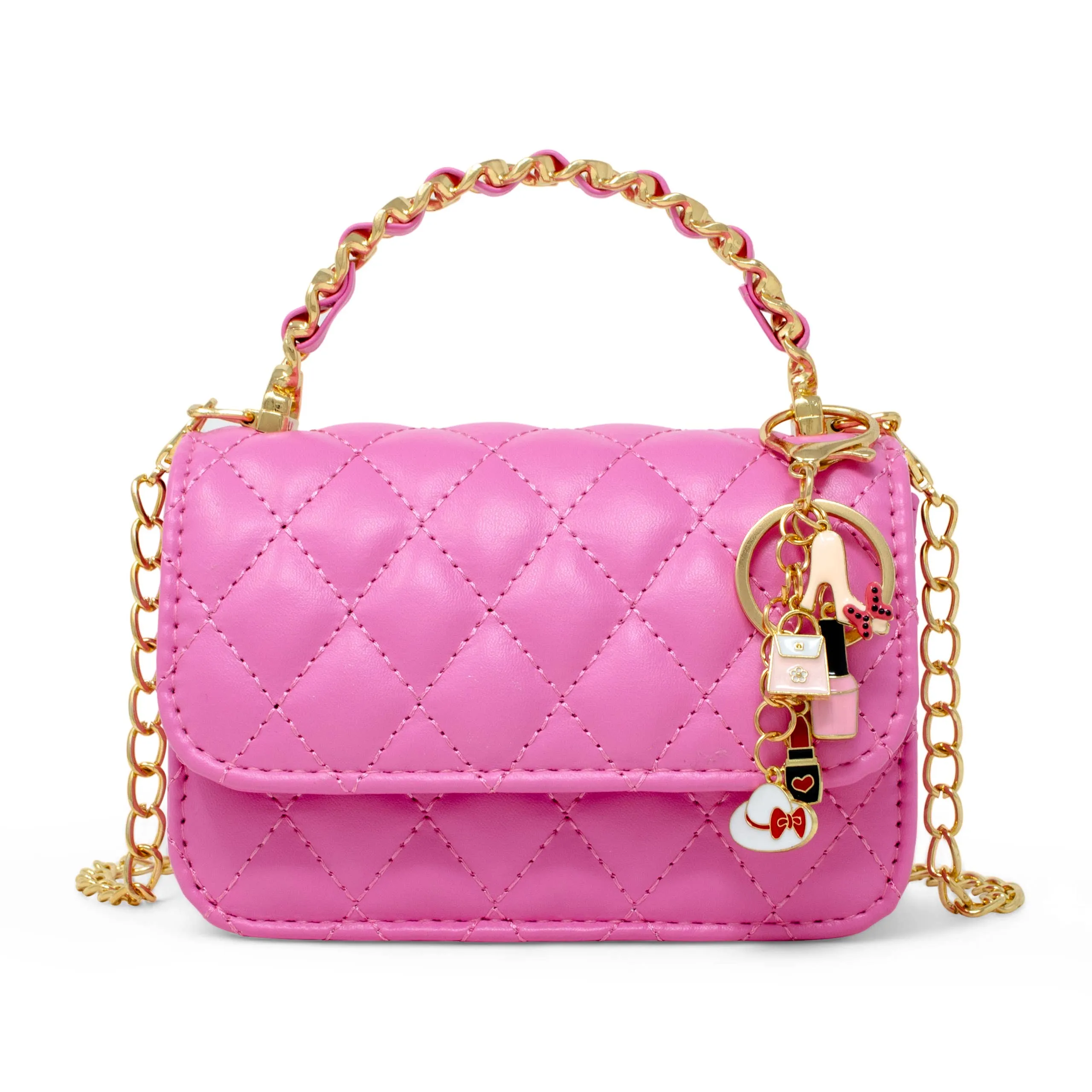 Girl's Classic Link Chain Top Handle Handbag: Pink