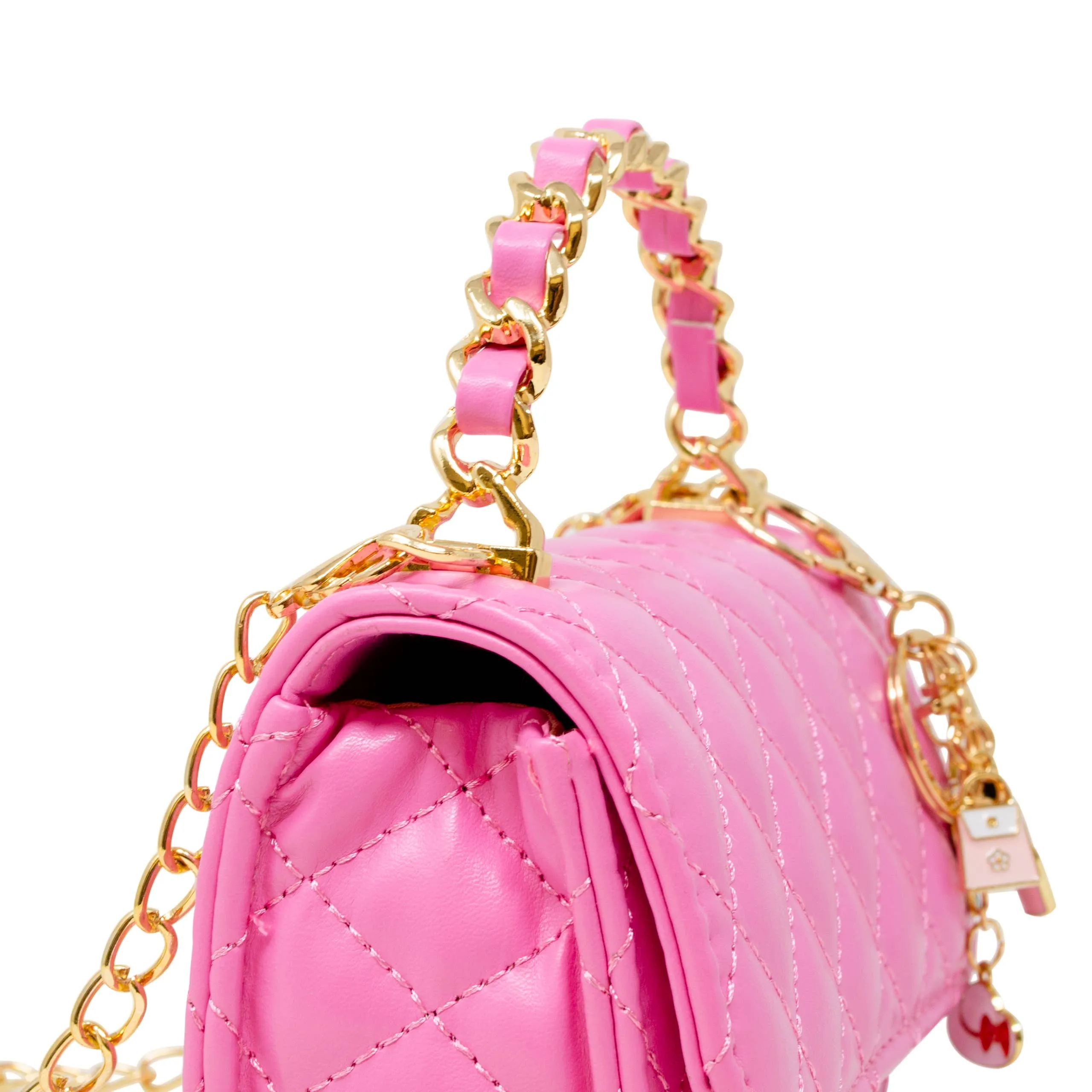 Girl's Classic Link Chain Top Handle Handbag: Pink