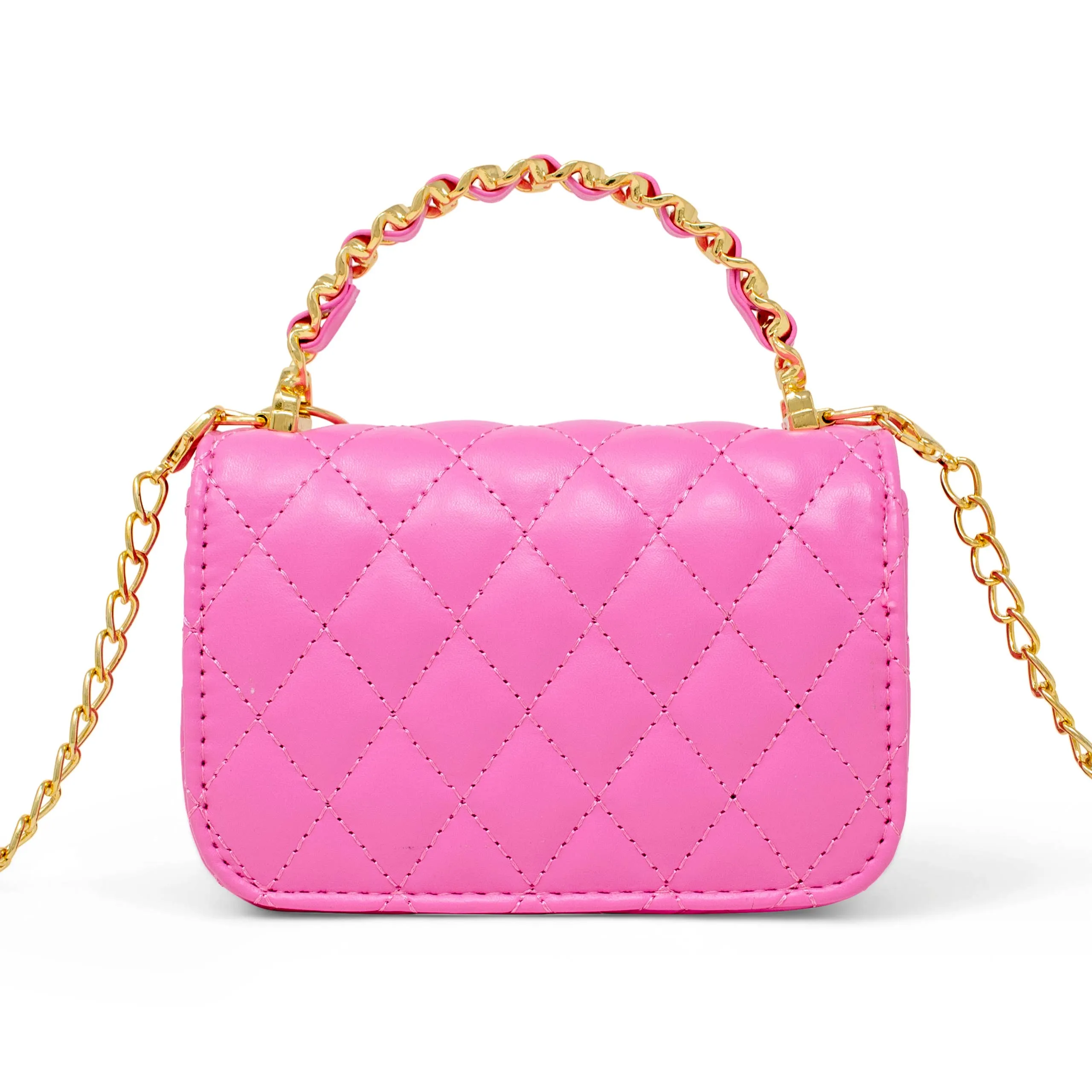 Girl's Classic Link Chain Top Handle Handbag: Pink