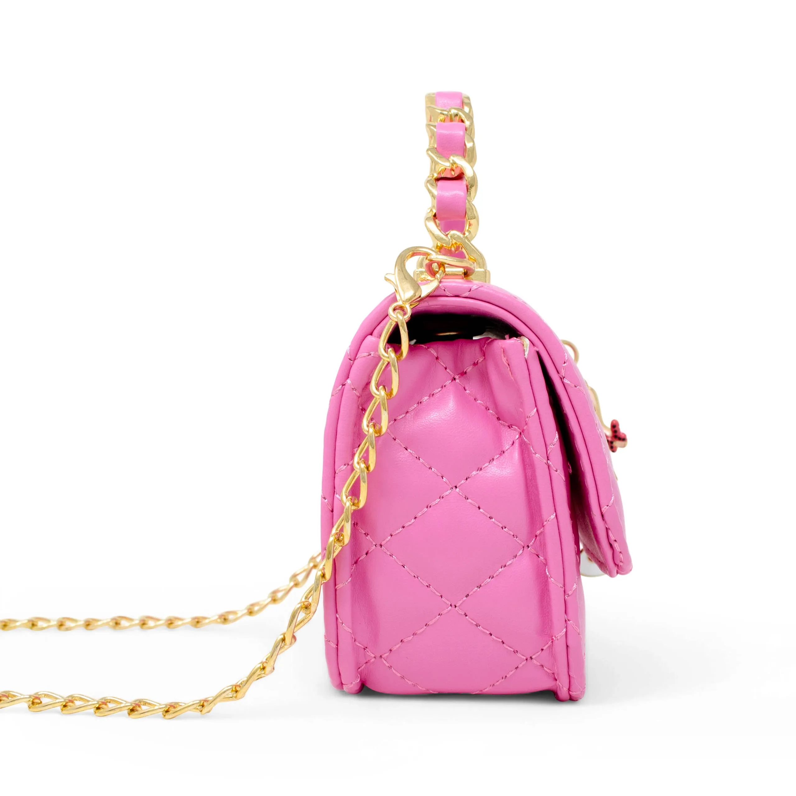 Girl's Classic Link Chain Top Handle Handbag: Pink