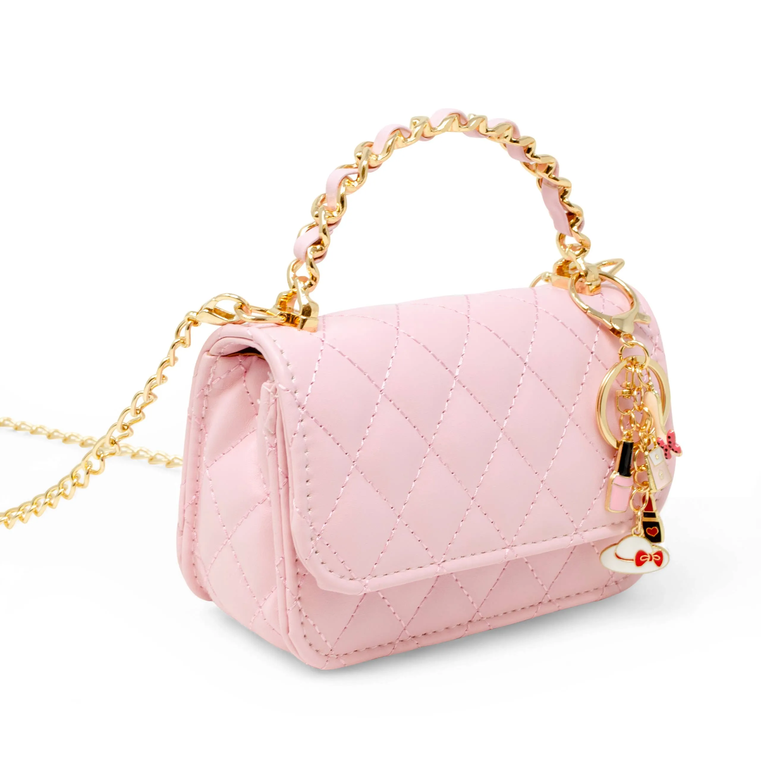 Girl's Classic Link Chain Top Handle Handbag: Pink