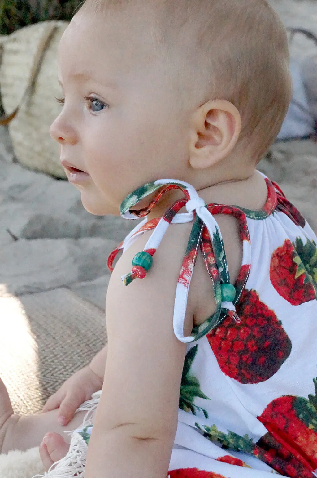 Girl's Fringed Beach Dress - Pineapples