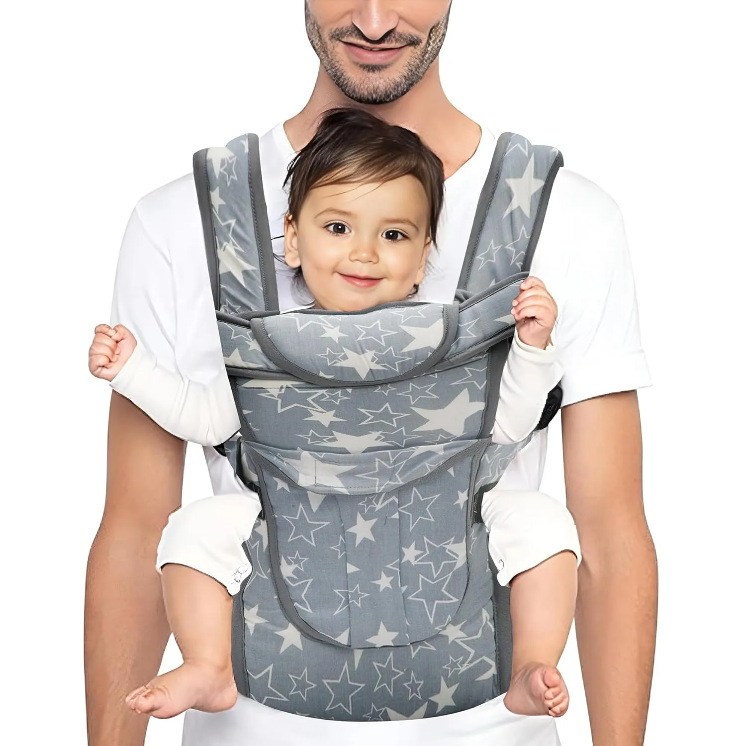 Gray Star Baby Carrier for 4 to 24 months with 4 carry positions