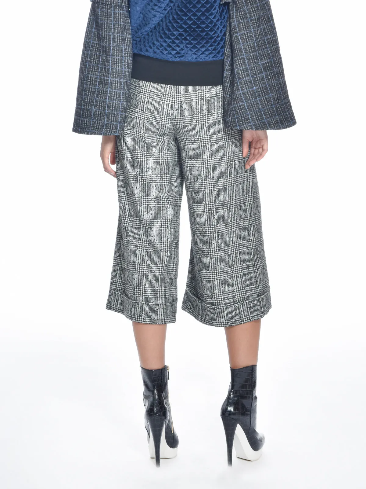 Grey Wool Culotte Pants