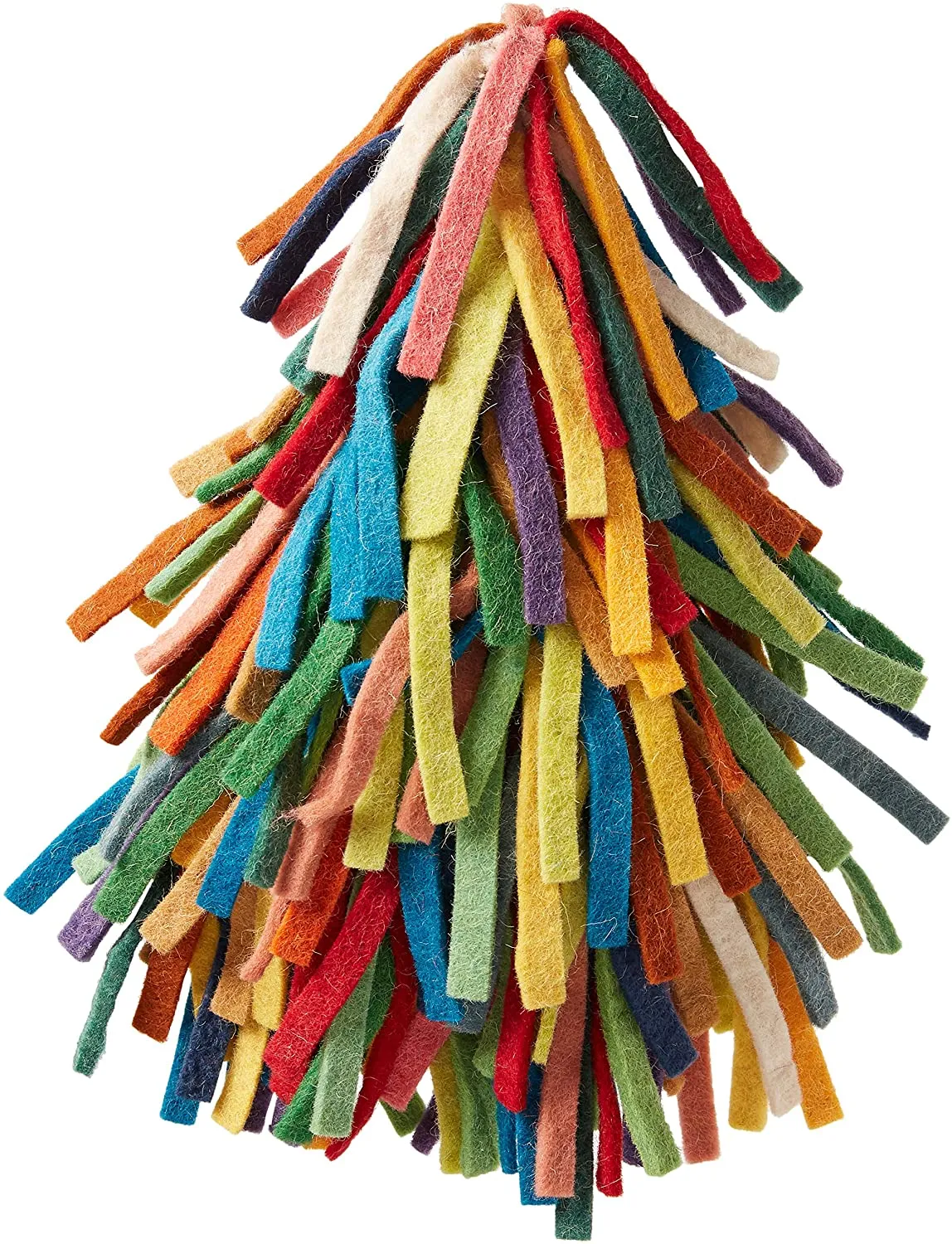 Handmade Hand Felted Wool Tree Topper - Multicolor Fringe