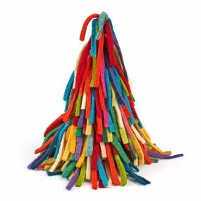 Handmade Hand Felted Wool Tree Topper - Multicolor Fringe