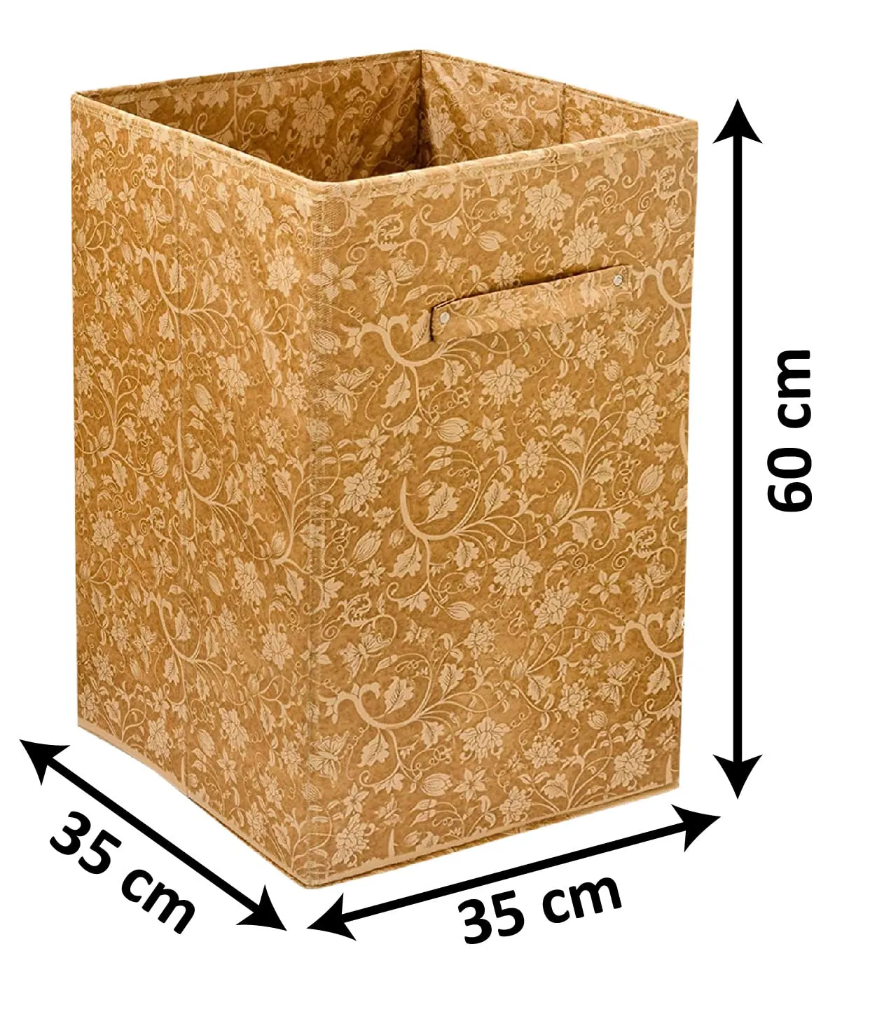 Heart Home Metallic Flower Printed Non-Woven Foldable Large Laundry basket/Hamper With Handles- Pack of 2 (Brown)-HS43HEARTH25858