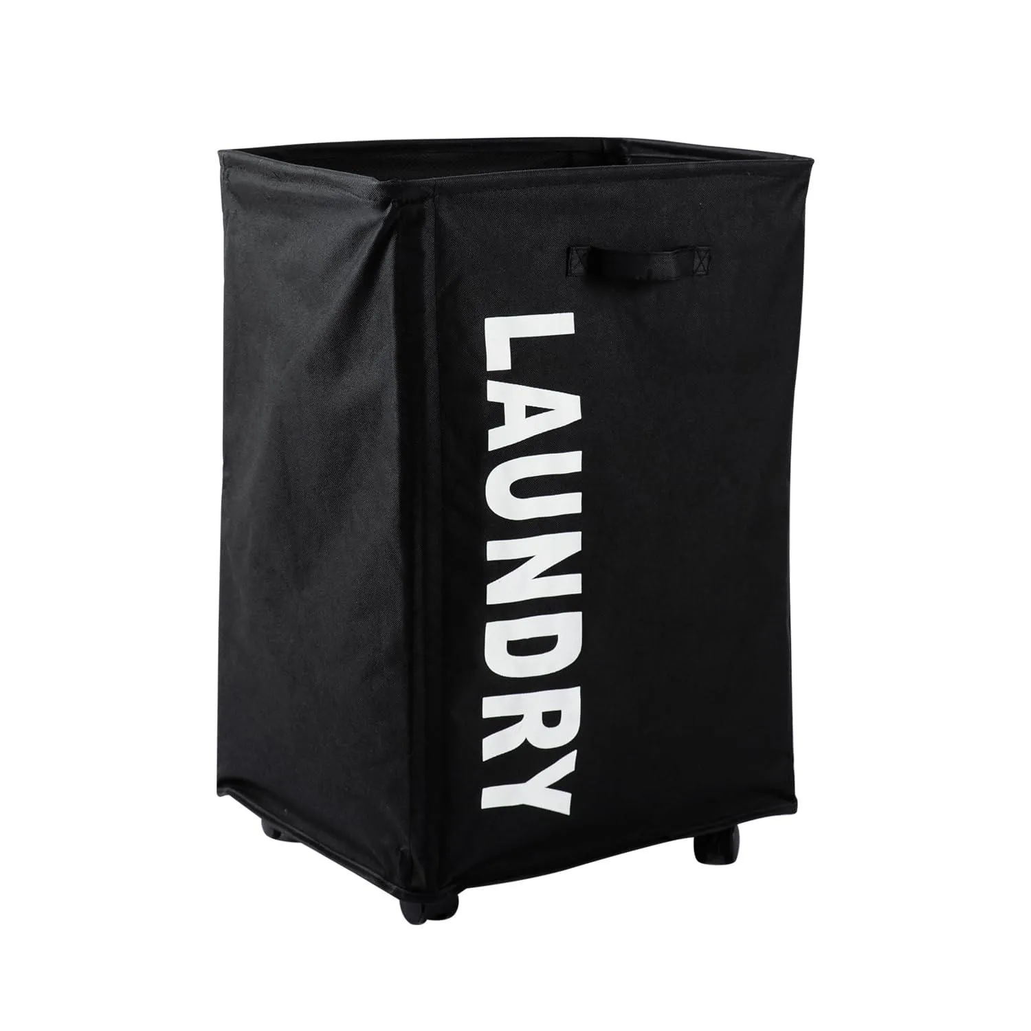 HOKIPO Foldable Laundry Hamper with Wheels, Black