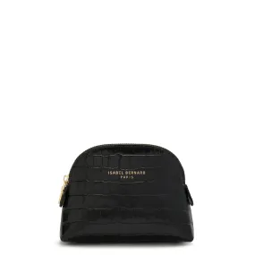 Honoré Babette croco black calfskin leather toiletry bag