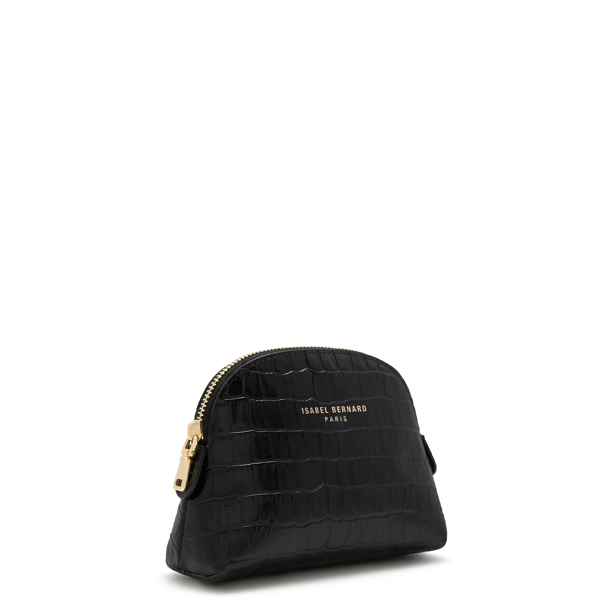 Honoré Babette croco black calfskin leather toiletry bag