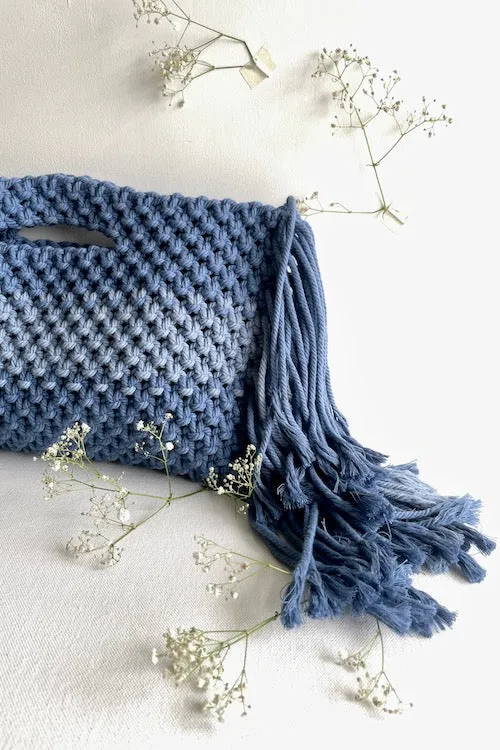 House Of Macrame 'Fringe Fest' Clutch Bag - Blue