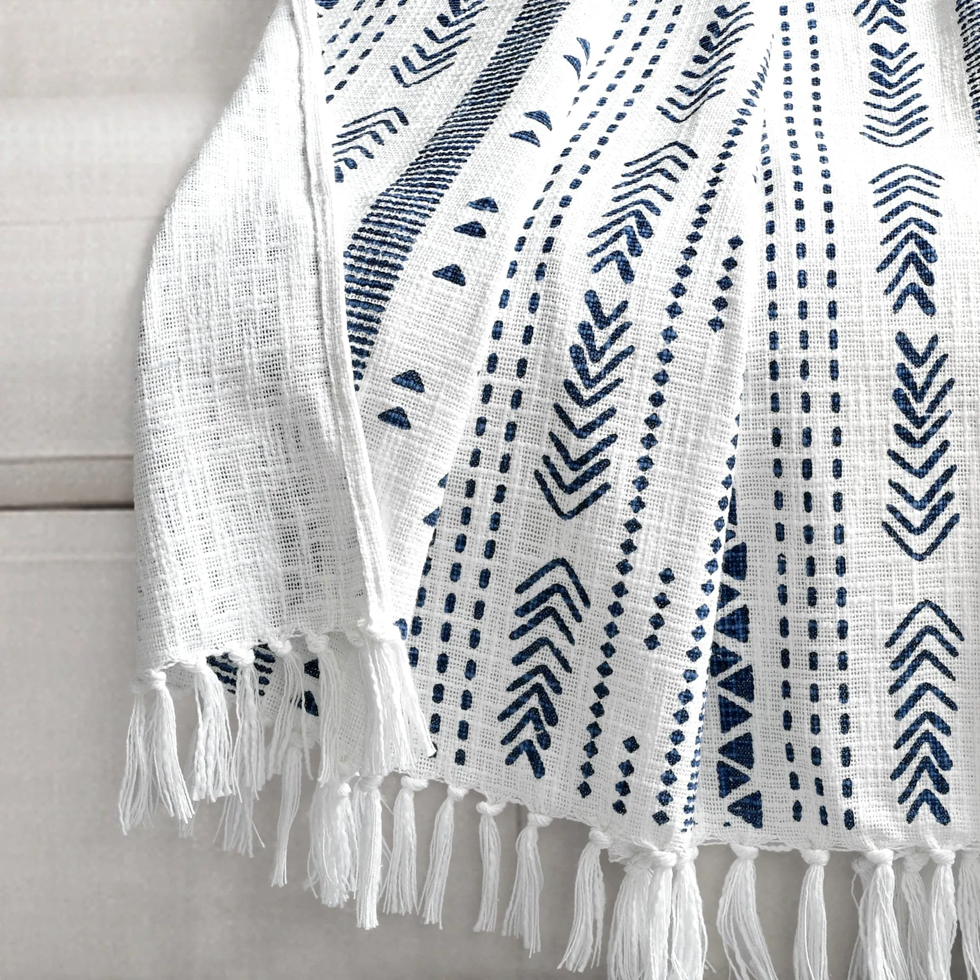 Hygge Stripe Cotton Slub Tassel Fringe Throw