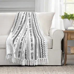 Hygge Stripe Cotton Slub Tassel Fringe Throw