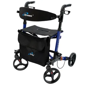 ILG-622 - iLIVING Foldable Upright Mobility Rollator, Light Weight Walker for Senior, Front Bag and Easy to Clean Seat and Back Rest, Dual Brakes with Parking Lock