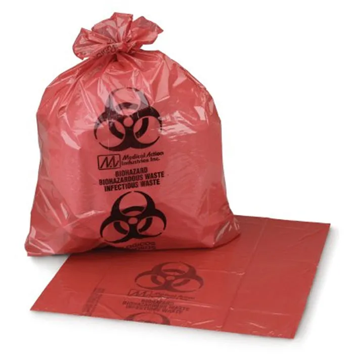 Infectious Biohazard Waste Bags, Red 7 to 10 Gallon Bags 24" x 24", 250/Case