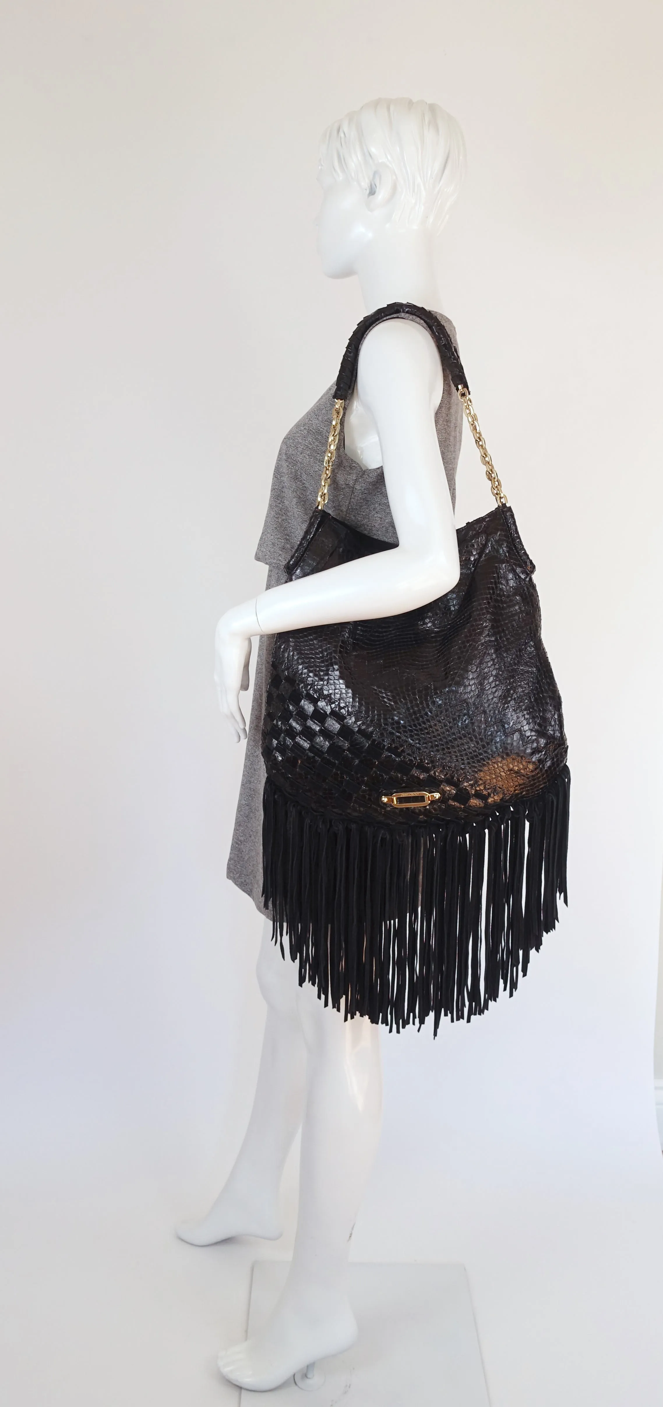 Jimmy Choo Tatum Python Fringe Bag