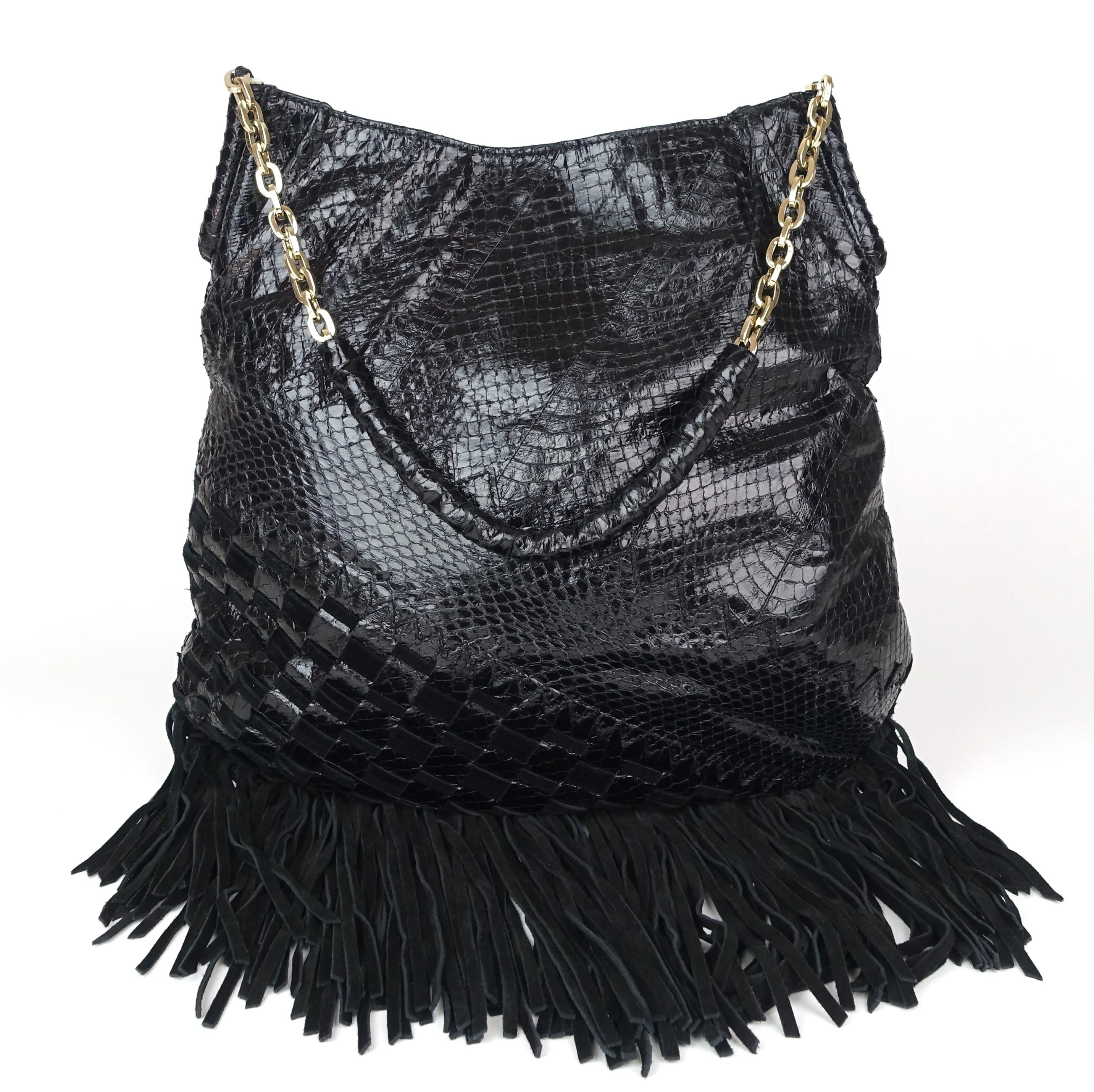 Jimmy Choo Tatum Python Fringe Bag