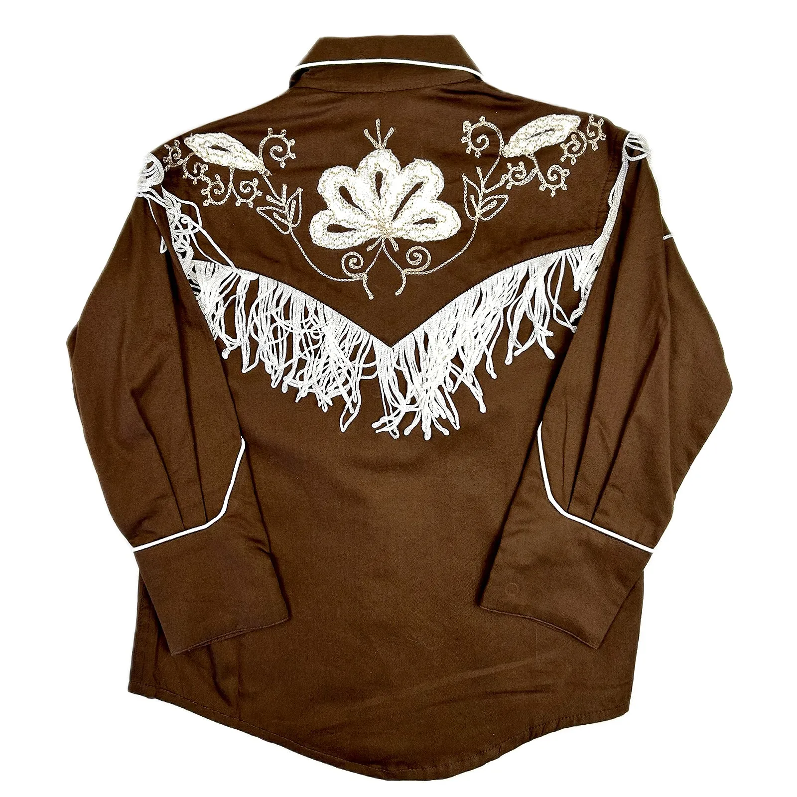 Kid's Embroidered Vintage Fringe Brown Western Shirt