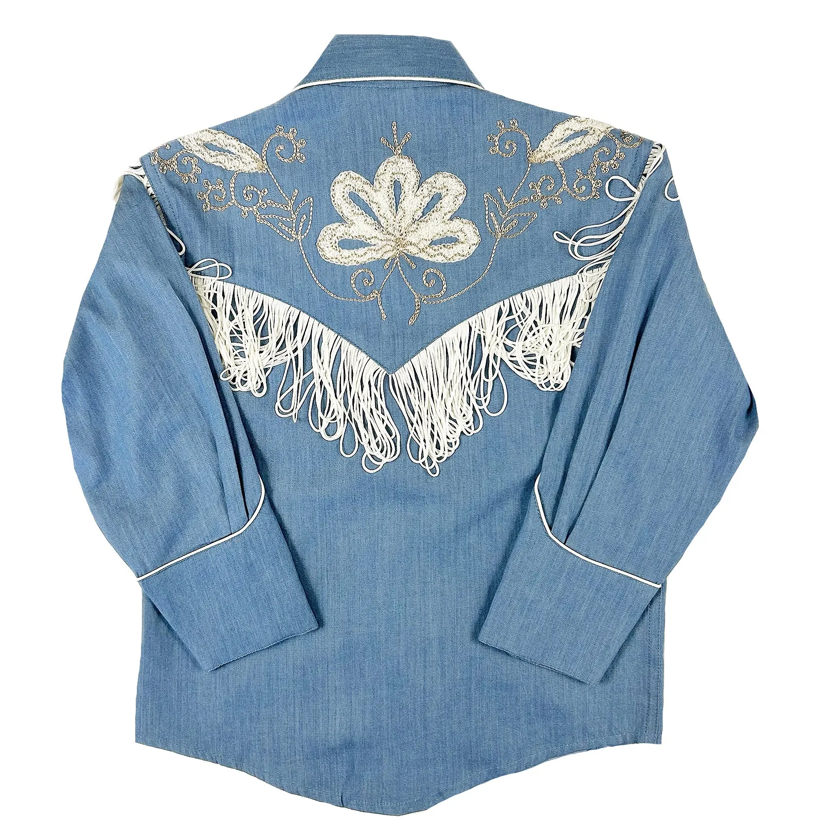 Kid's Embroidered Vintage Fringe Denim Western Shirt