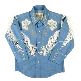 Kid's Embroidered Vintage Fringe Denim Western Shirt