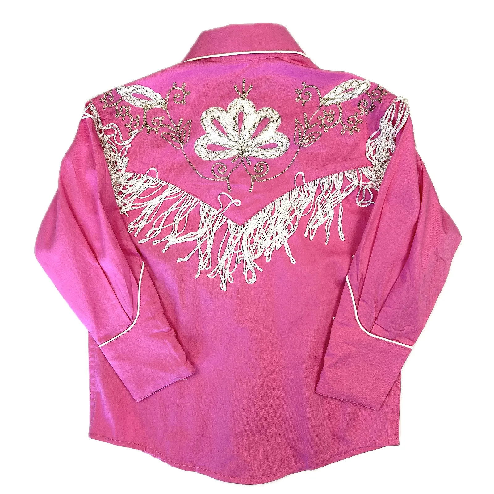 Kid's Embroidered Vintage Fringe Pink Western Shirt