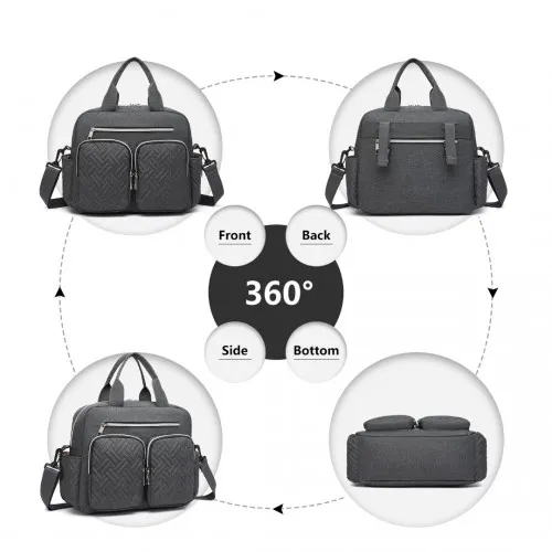 Kono Durable & Functional Changing Tote Bag for Moms & Dads - Dark Grey | Spacious Diaper Bag | Waterproof & Stylish Design