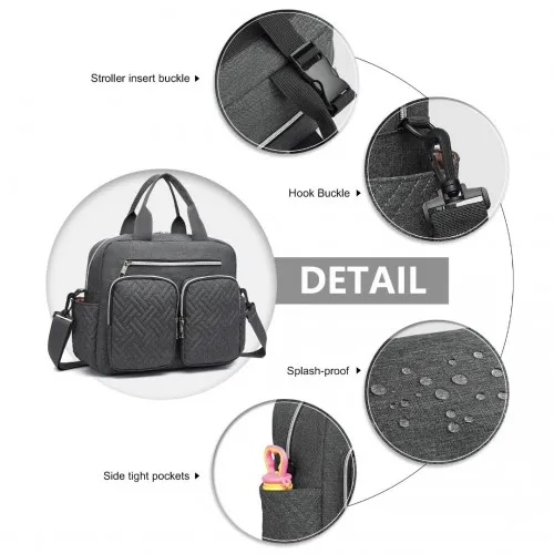 Kono Durable & Functional Changing Tote Bag for Moms & Dads - Dark Grey | Spacious Diaper Bag | Waterproof & Stylish Design