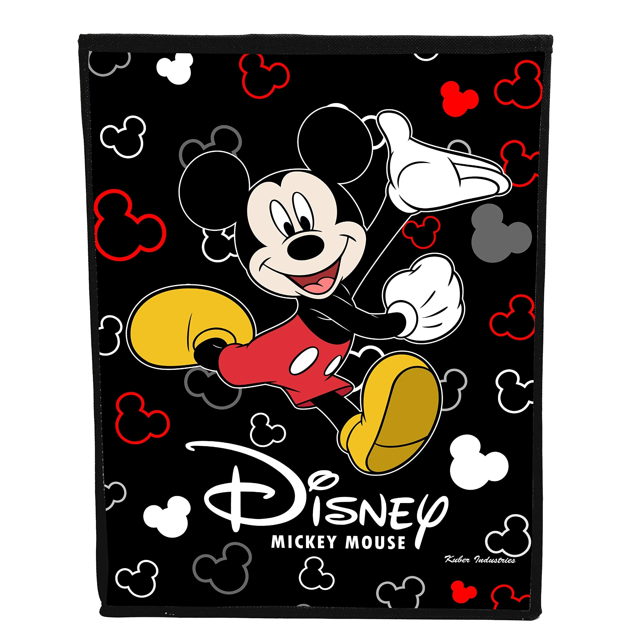 Kuber Industries Disney Mickey Mouse Print Non Woven Fabric Foldable Laundry Organiser with Lid & Handles (Black)-KUBMART3454