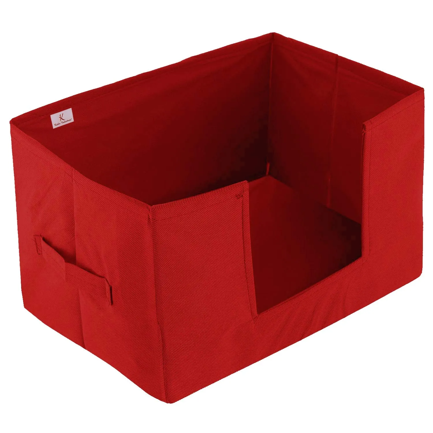 Kuber Industries Non-Woven Fabric Foldable Cloth Storage Boxes Organizer for Wardrobe With Handle (Red)-KUBMART11433 (F_26_KUBMART016916)