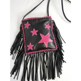 KurtMen Black with Pink Stars Crossbody Bag