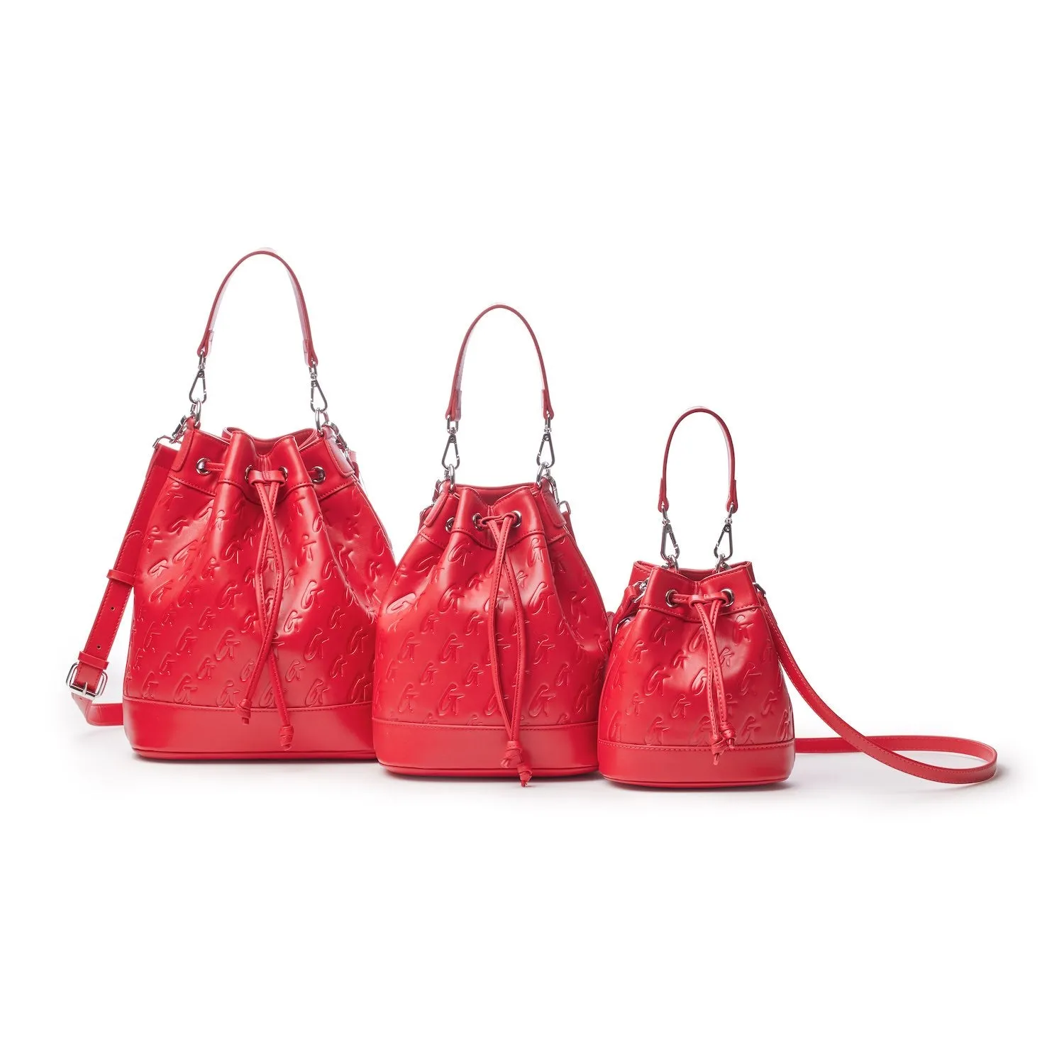 LARGE MONOGRAM BUCKET BAG - RED