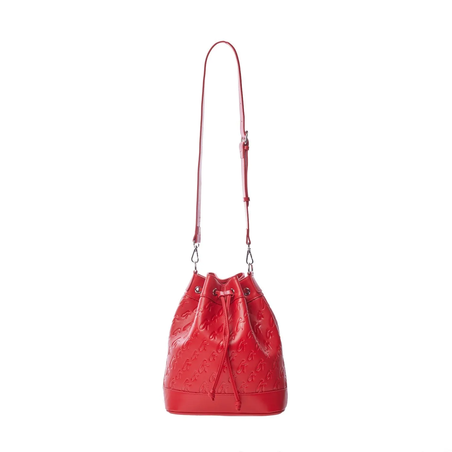 LARGE MONOGRAM BUCKET BAG - RED