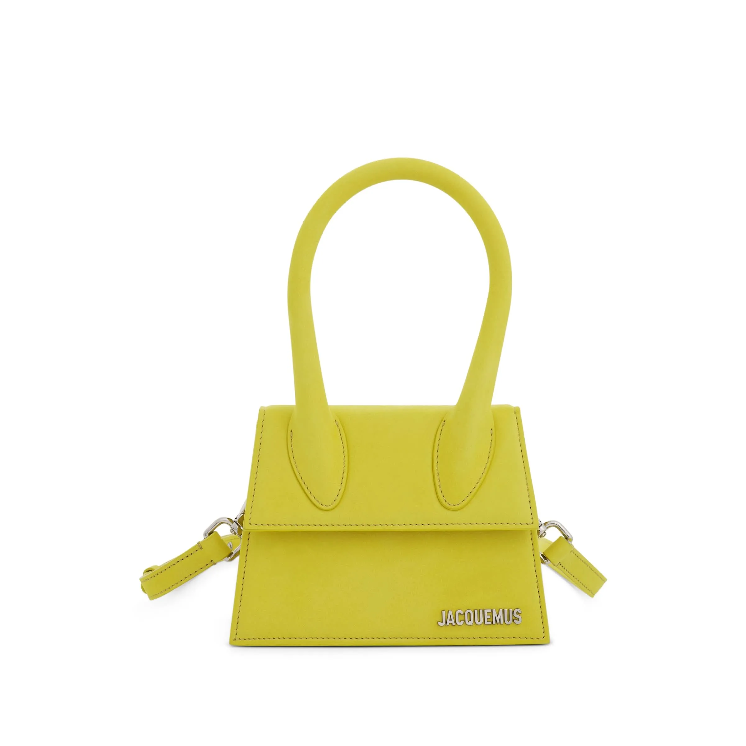 Le Chiquito Moyen Leather Bag in Neon Yellow