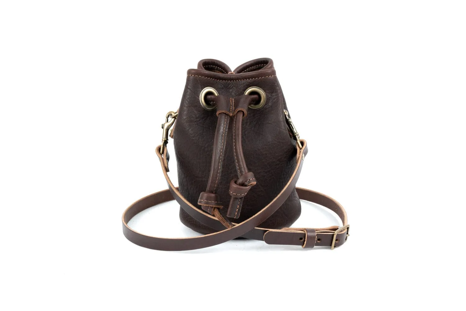 LEATHER BUCKET BAG - SMALL - MOCHA