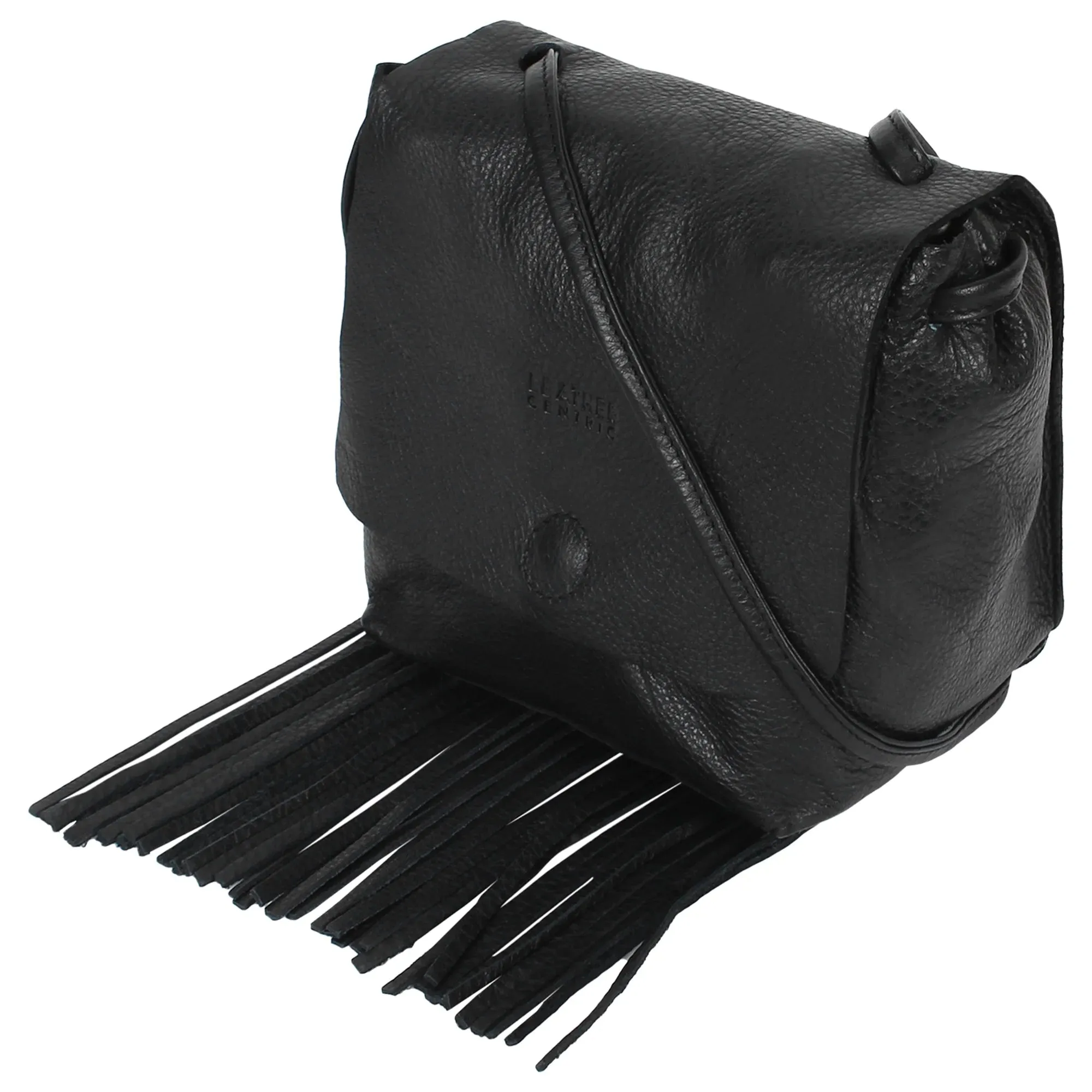 Leather Fringe Boho Crossbody Bag with Tassel for Women (Small, Black)