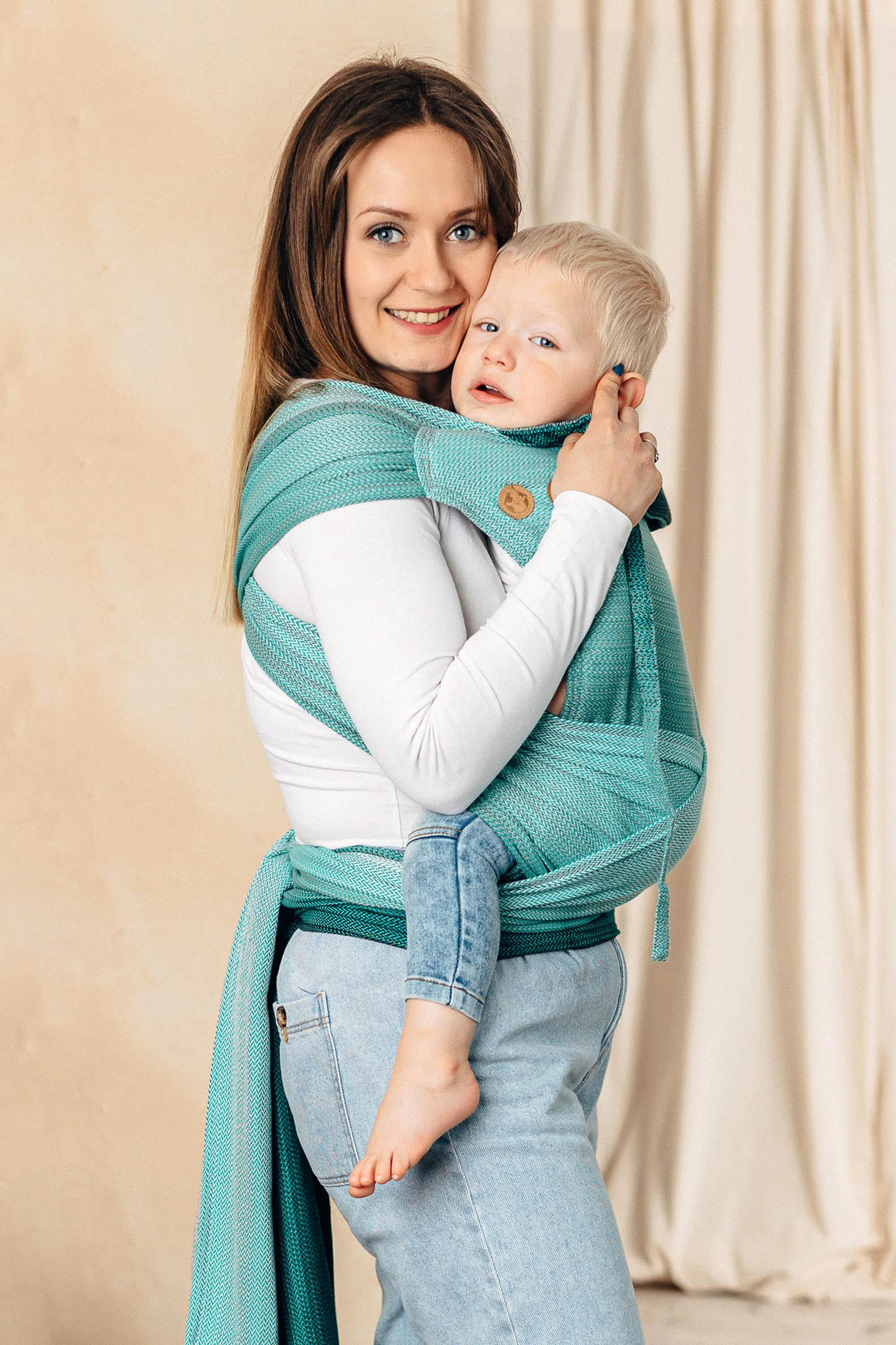 LennyLamb Wrap-Tai Baby Carrier Mini Little Herringbone Ombre Green