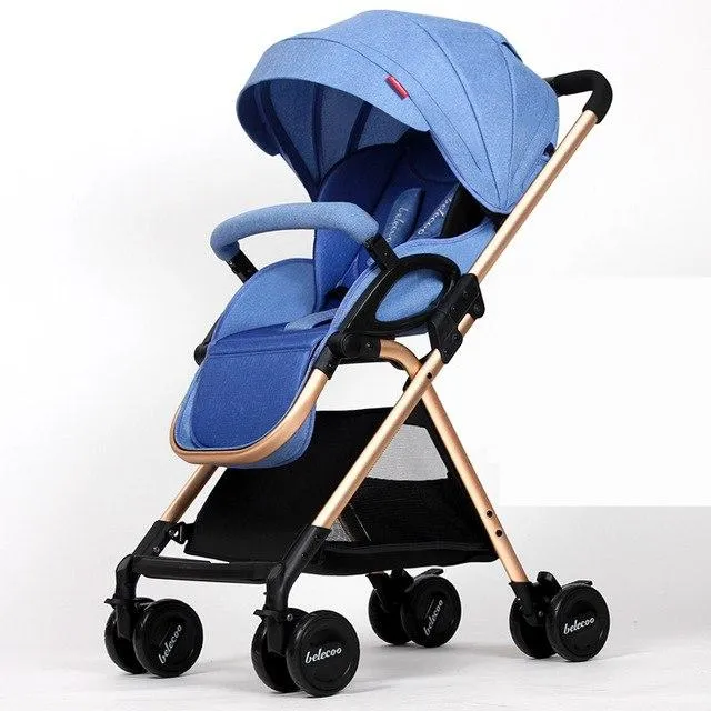 Lightweight Portable Baby Stroller With Large Storage Bag,Sunshade Folding Baby Carriage,High Landscape Prams Baby Strollers