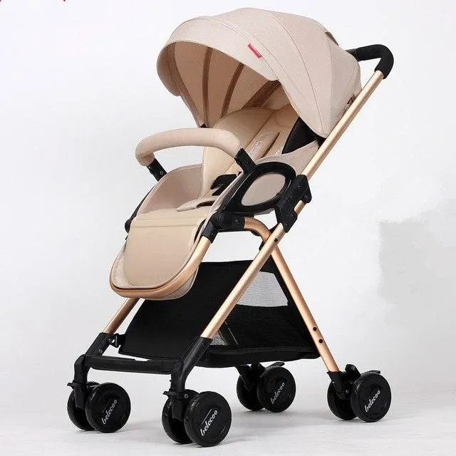 Lightweight Portable Baby Stroller With Large Storage Bag,Sunshade Folding Baby Carriage,High Landscape Prams Baby Strollers