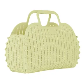 Lime Cream Foldable Mini Plastic Women's Tote Bag