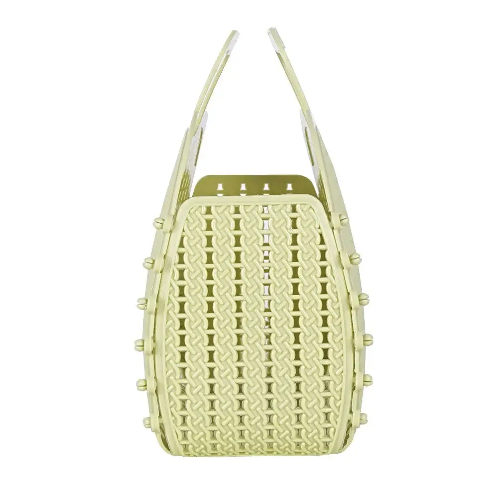 Lime Cream Foldable Mini Plastic Women's Tote Bag