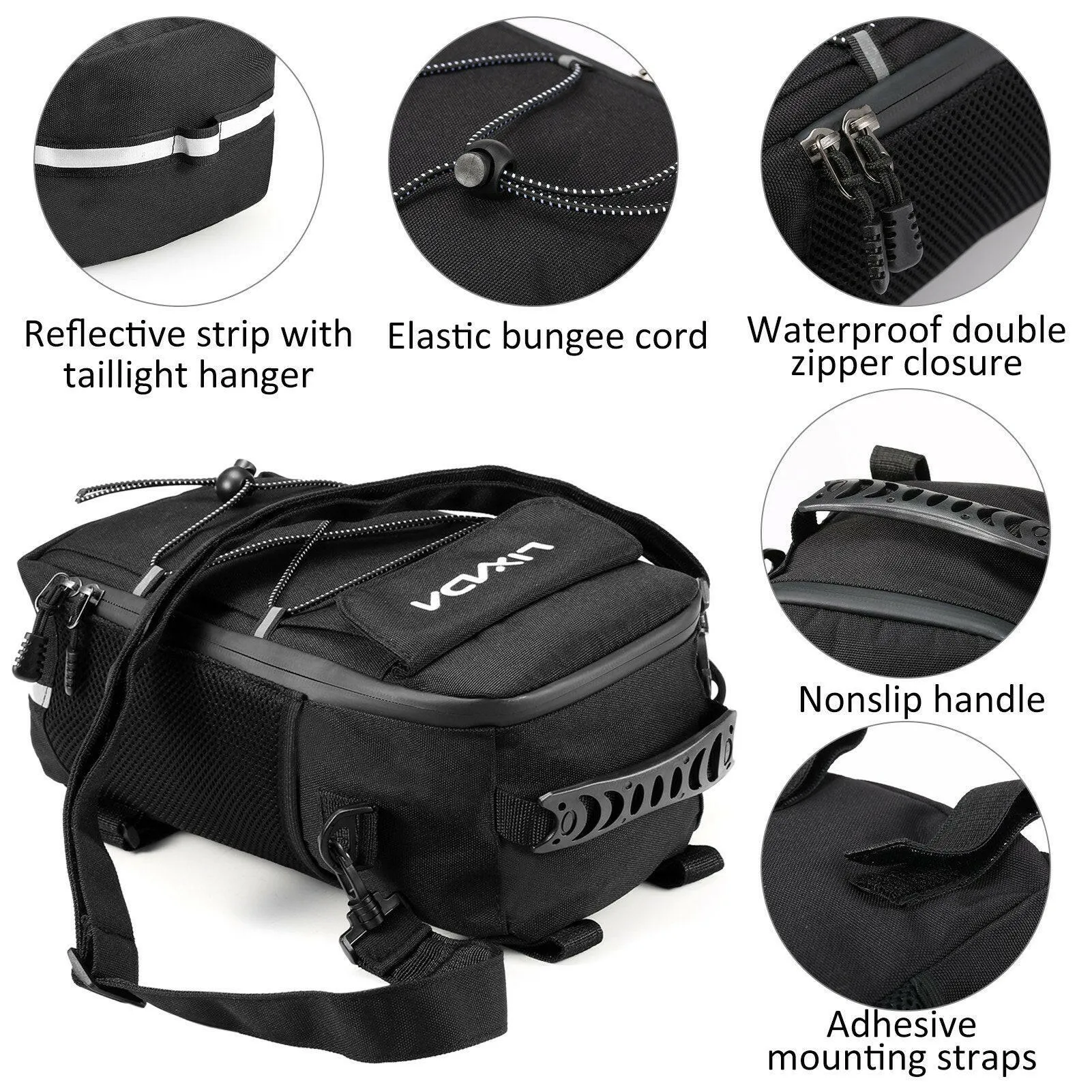 Lixada Bike Trunk Bag Insulated Cooler Bag Multifunctional Bicycle Rear Rack Bag Scooter Handlebar Bag Shoulder Bag Cycling Luggage Storage Bag Pannier