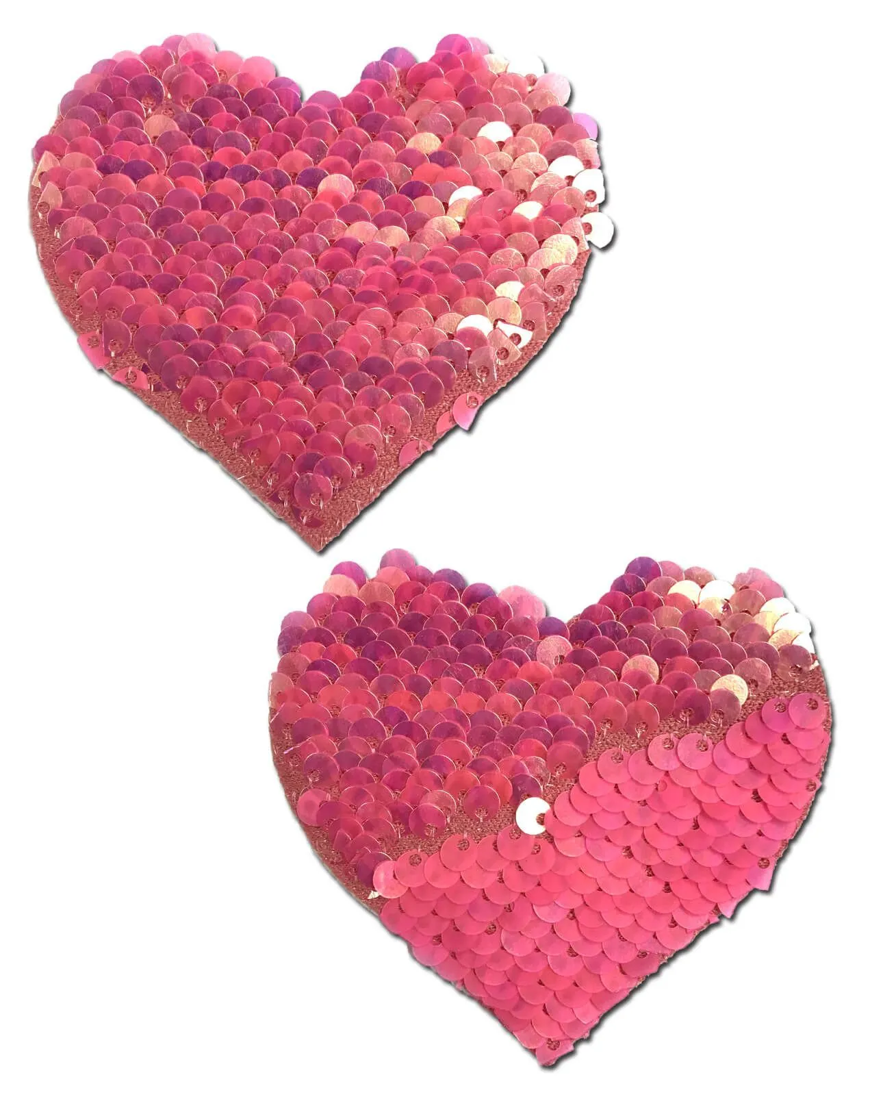 Love: Hot Pink & Matte Pink Color Changing Sequin Heart Nipple Pasties