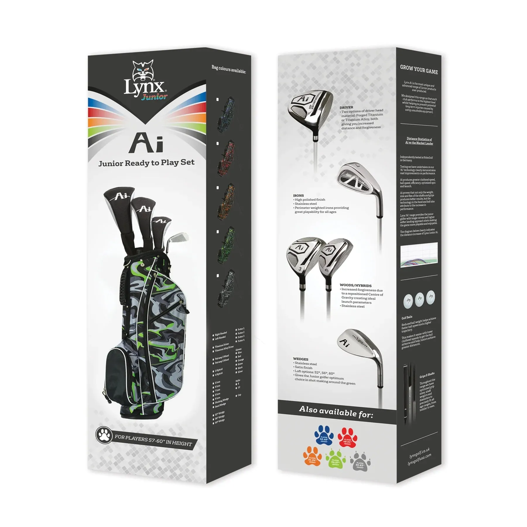 Lynx Junior AI Ready to Play Half Golf Set | Black 57"-60"