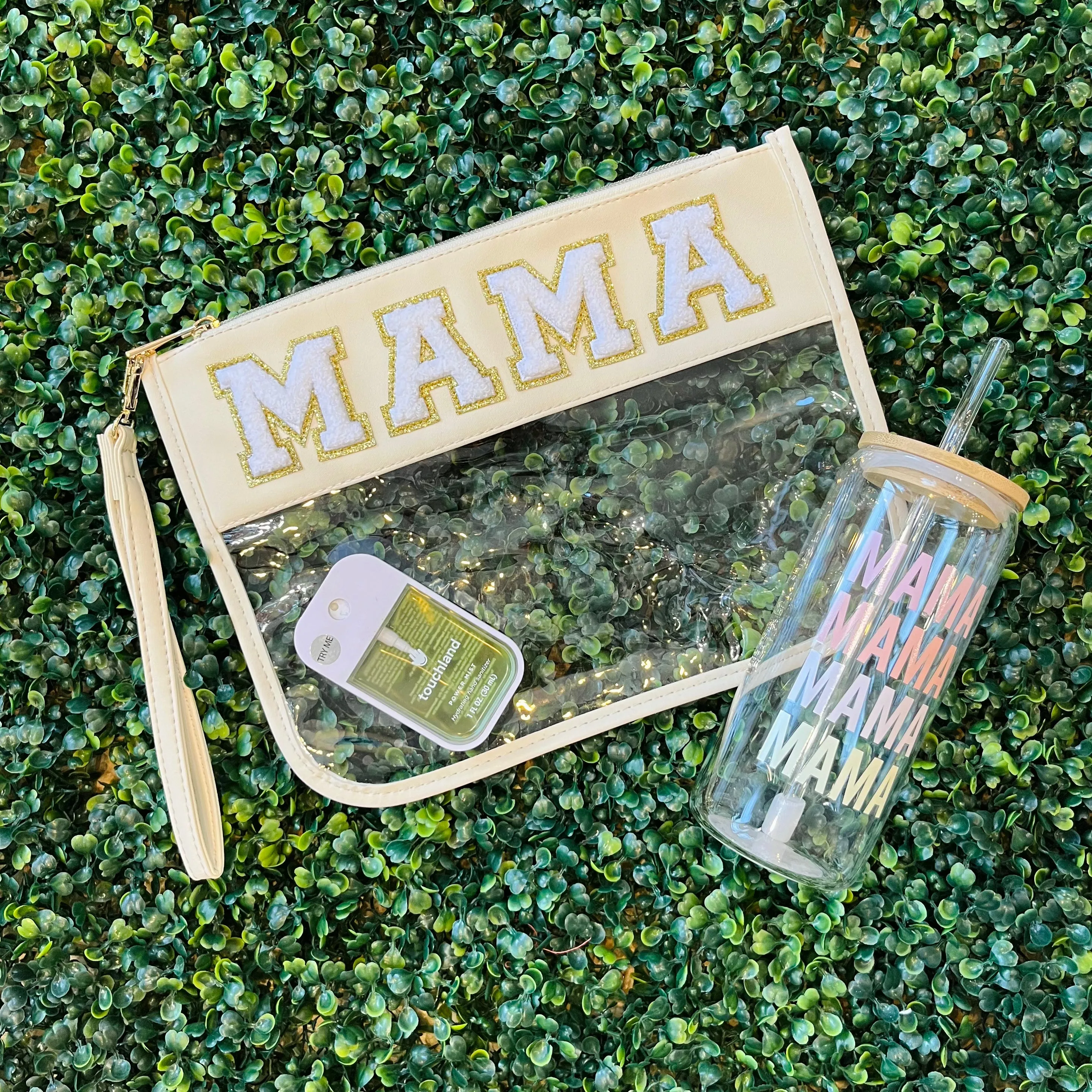 Mama Patch Letter Clear Zip Pouch