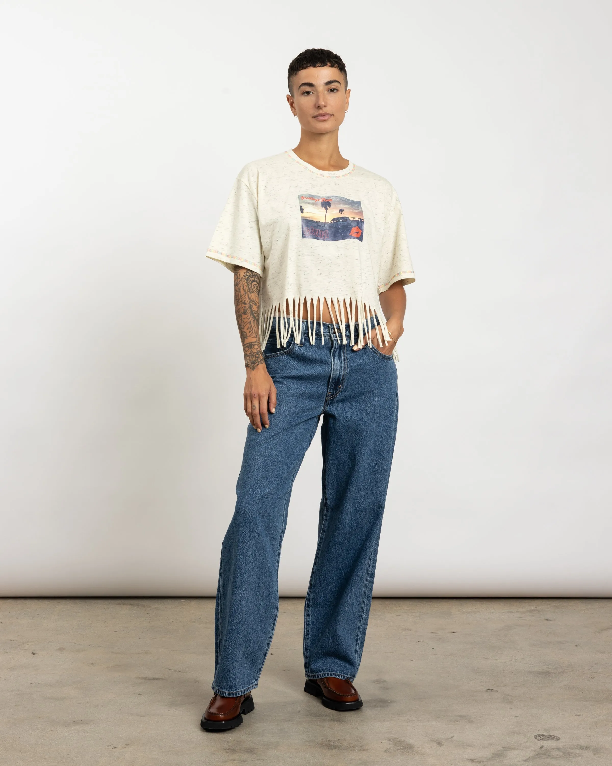 Melange Cotton Jersey T-Shirt in Egret