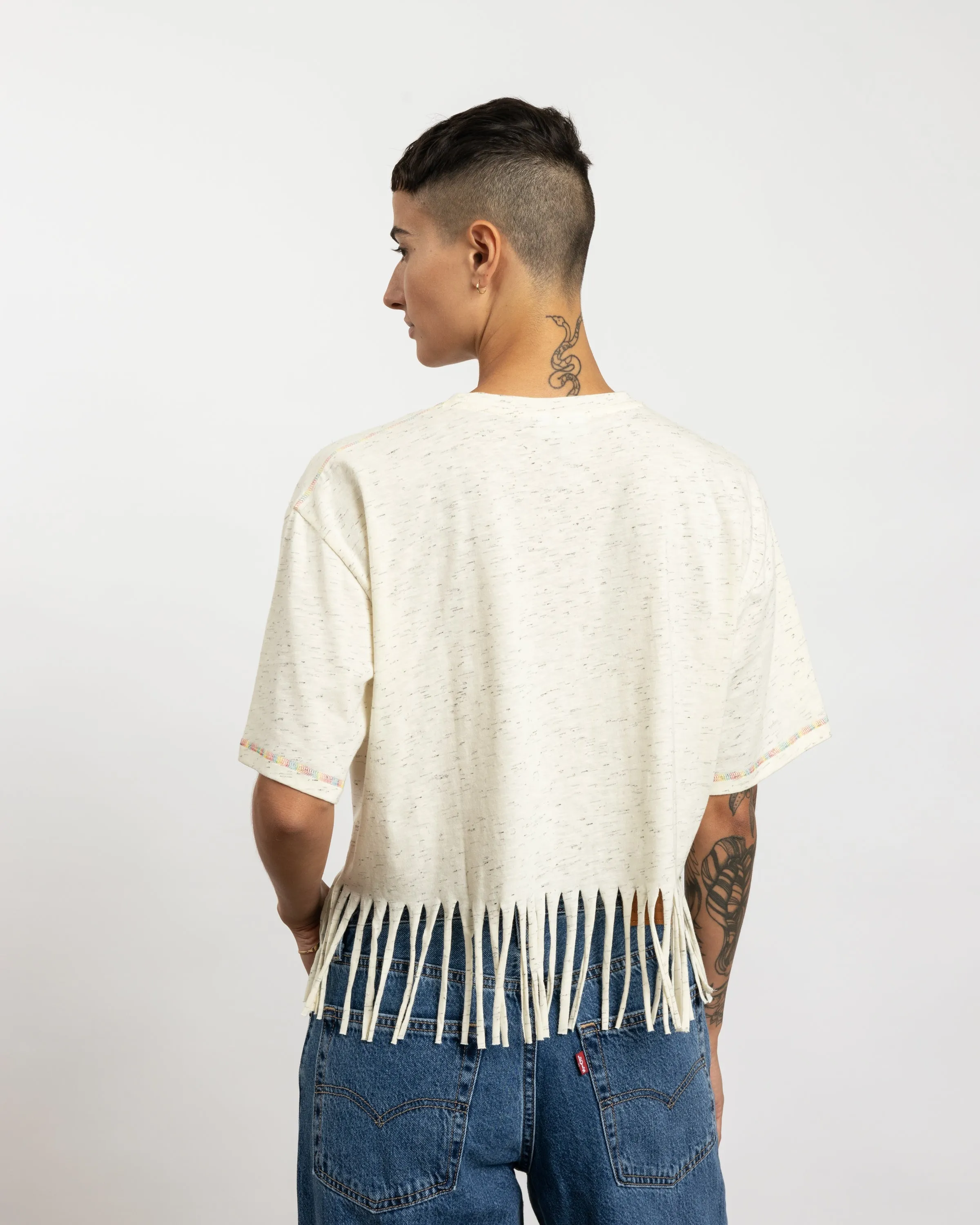 Melange Cotton Jersey T-Shirt in Egret