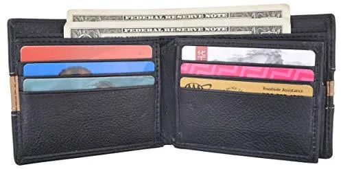 Men's Premium Center Flap Card ID Holder Bifold Wallet With Zipper Coin Pocket 403052